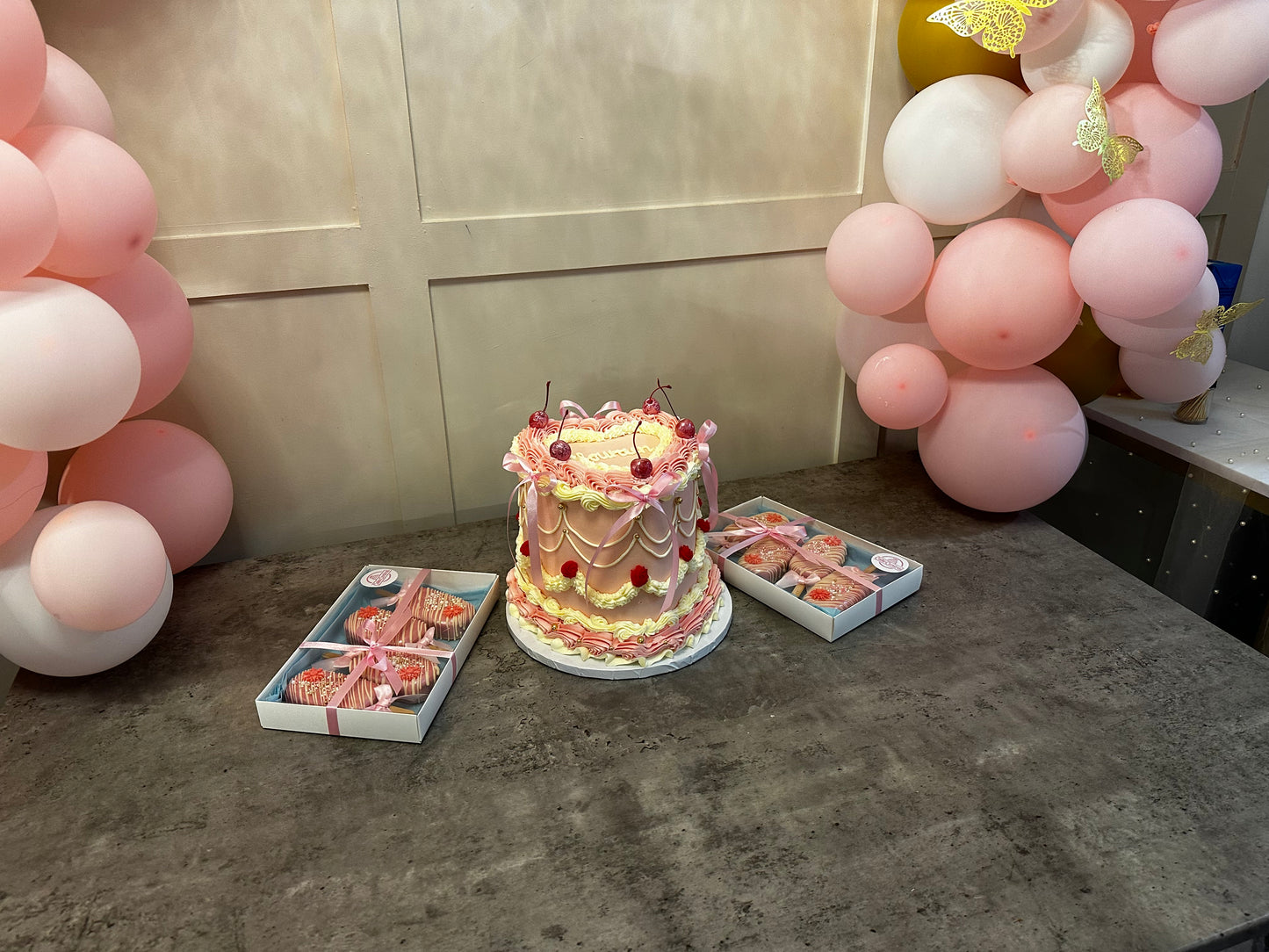 Vintage Ribbon Heart Cake